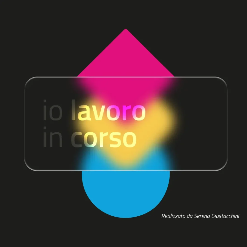 marchio del blog io lavoro in corso in glassmorphic design