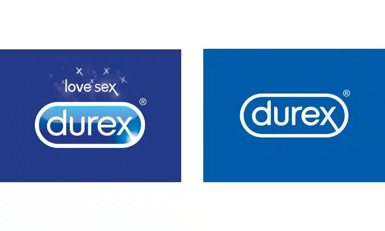 Durex: logo prima e dopo. Rebranding.